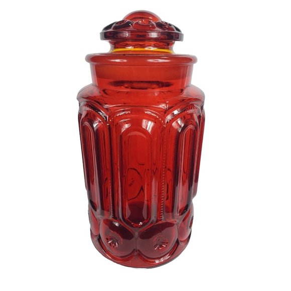 Vintage L.E. Smith Moon & Stars Red Amberina 11